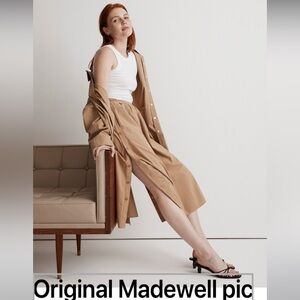 MADEWELL signature poplin side-button midi skirt/ size xxs/  seed khaki color